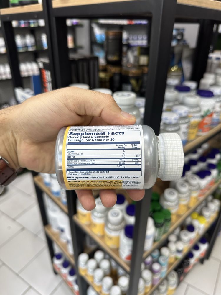 Solaray Bio E + Selenium with Lecithin 268 mg per serving 60 капсул