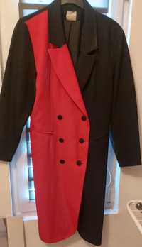 Palton elegant primavara toamna , rosu -negru