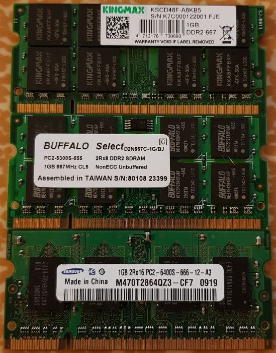 1GB DDR2 DDR3 SODIMM памет за лаптоп