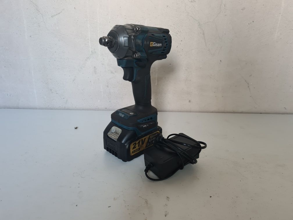 Cheie de impact electrica fara perii Gisam, 1000N.M, 0-7200rpm, albast