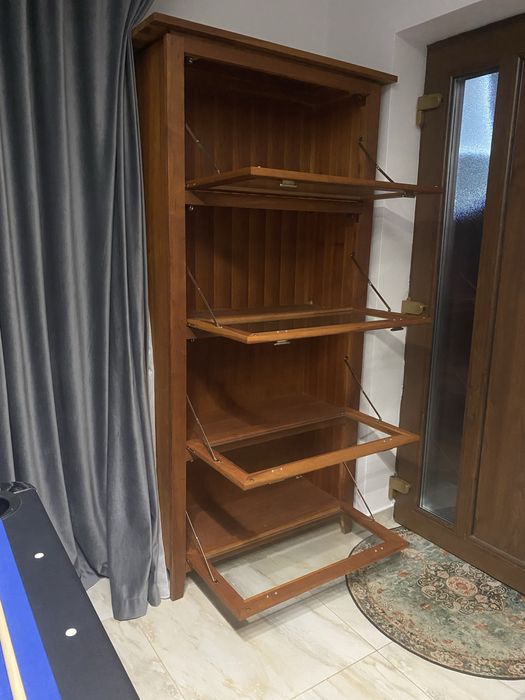 Servanta, vitrina, dulap cu geamuri lemn masiv de tec 80% 190x100x40cm