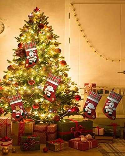 Нов Комплект коледни чорапи 3 броя Украса Декорация Коледа Дом Уют