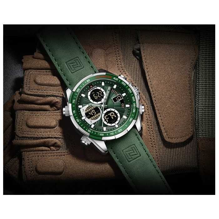 Мъжки часовник Naviforce Military Watch, Сребрист / Зелен