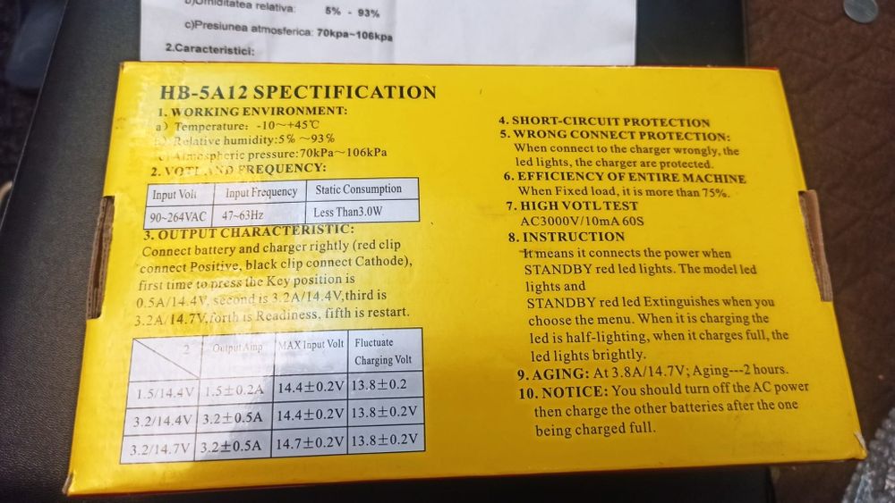 Incarcator baterie acumulator HB-5A12