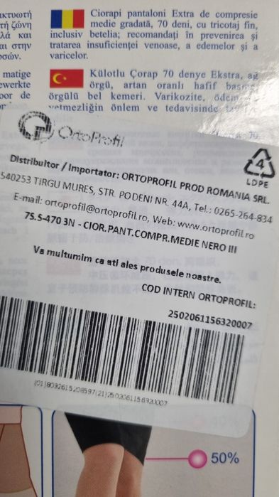 Colant compresiv, ciorapi varice, 70 den, nr3, clasa 1