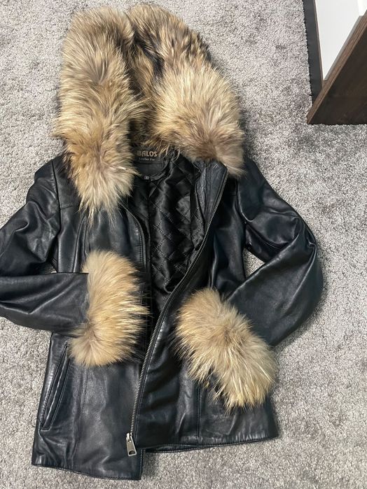 Кожено яке с естествен пух
