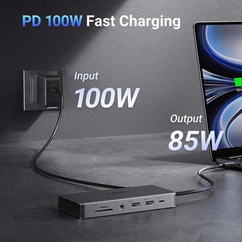 UGREEN CM681 USB-C хъб, 11 порта, 4K&8K, Ethernet, сив