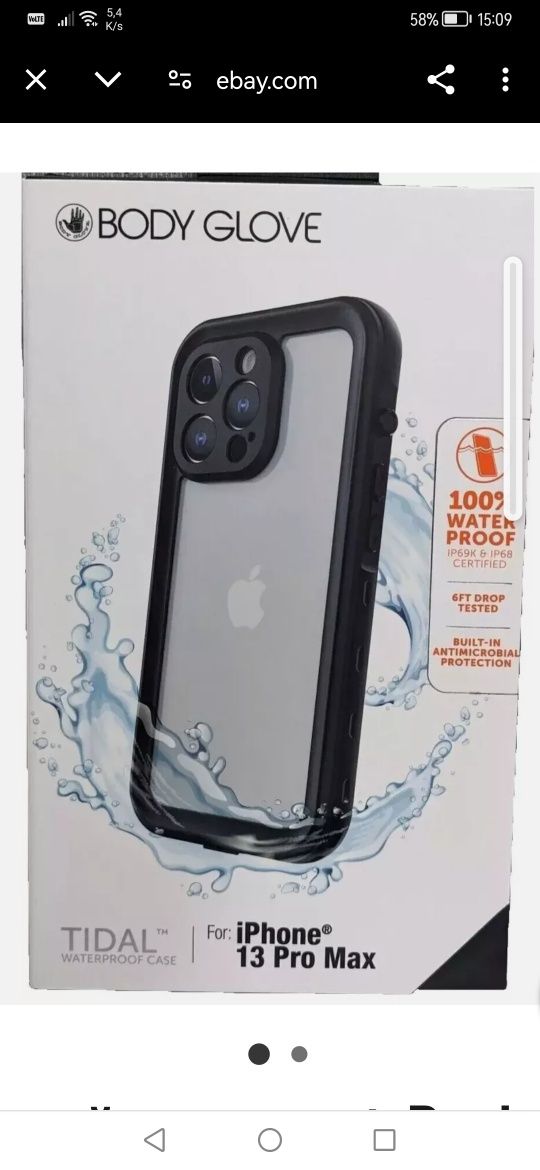 Водоустойчив калъф Body Glove Tidal за iPhone 13 Pro Max - черен/прозр