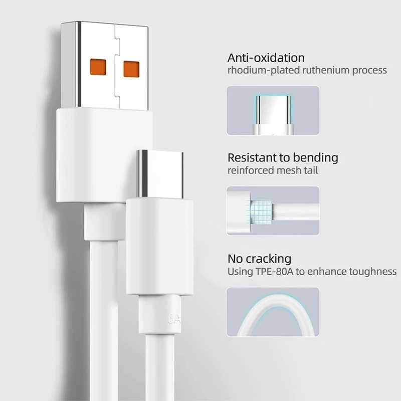 USB-кабель Xiaomi типа C 120 Вт 6A Mi 13 12 Быстрая зарядка ТУРБО