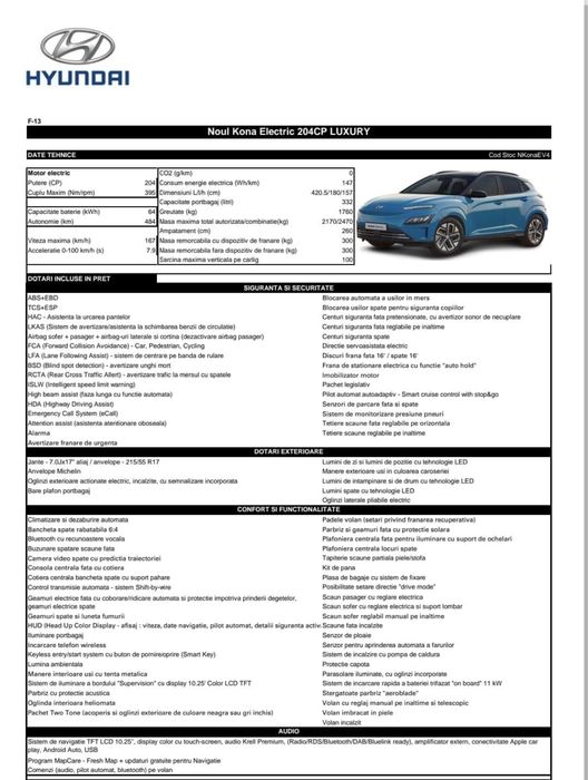 Vand Hyundai Kona  Luxury electric 2022
