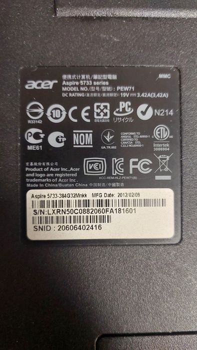 Laptop Acer Aspire 5733