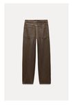 Модерни нови дънки Zara, цв.кафяв, нови, с етикет, р-р 44