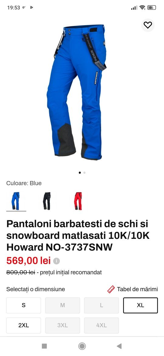 Pantaloni schi, ski, Northfinder Howard, XL, NOI.