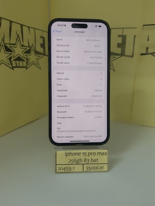Iphone 15 pro max(m1) staramanet