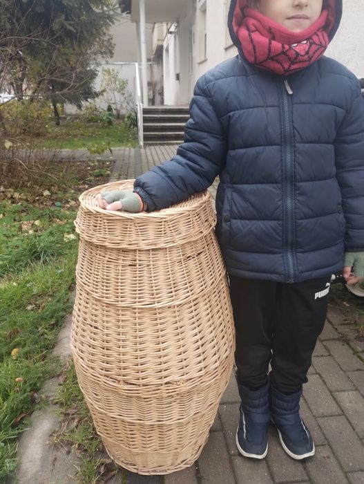 Cos din nuiele împletite mare cu capac