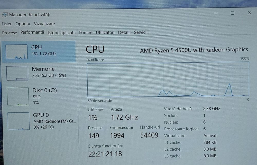 Laptop Thinkpad E15 AMD Ryzen 5 4500U 16gb ram 512gb ssd