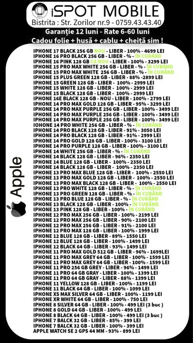 ‼️Telefoane in rate - Buy-Back - Garantie 12 luni + cadou‼️