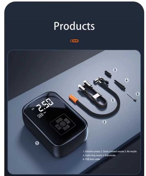 Pompa de aer auto - bicicleta - minge portabila - acumulator sau cablu