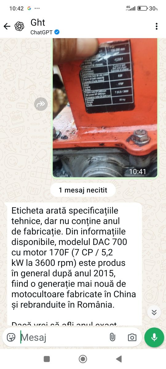 Motocultor dac 700 folosit in stare buna. Fara acte. Schimb  cu divers