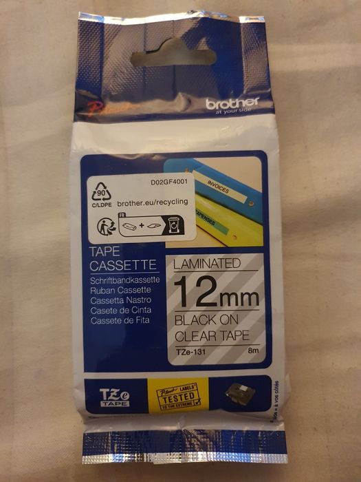 Etichete laminate Brother TZE131 Black on Clear, 12mm