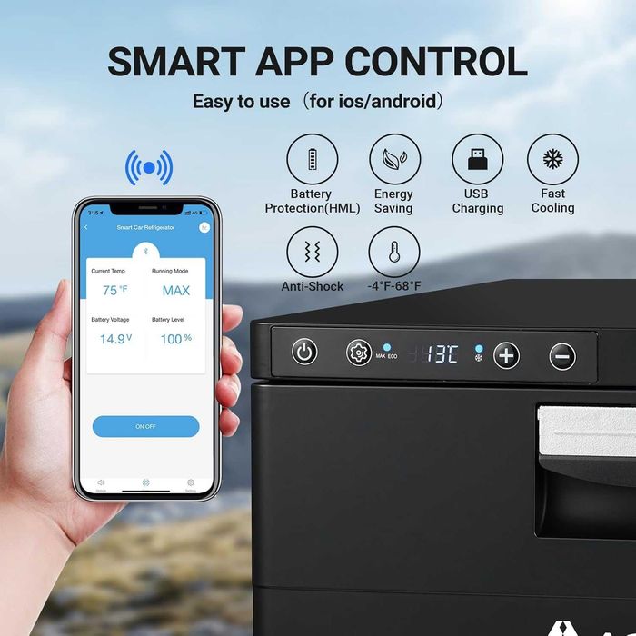 AAOBOSI 31L чекмеджен хладилник 12/24V с APP управление