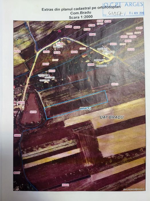 Teren intravilan în Bradu 6000m cu 33 m deschidere la 6km de Pitești