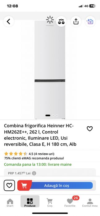 Vand frigider , folosit 3 luni ! Ofer garantie , luat nou de pe emag !