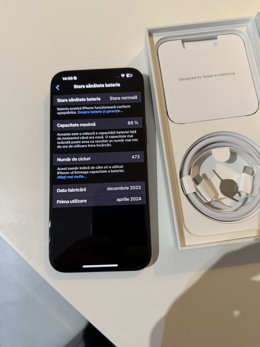 iPhone 15 Pro Max 256GB Black Titanium Stare foarte bună