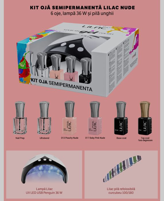 Комплект за гел лак Lilac Nude 6