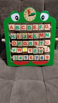 Дървена детска образователна играчка, немска азбука и числа
