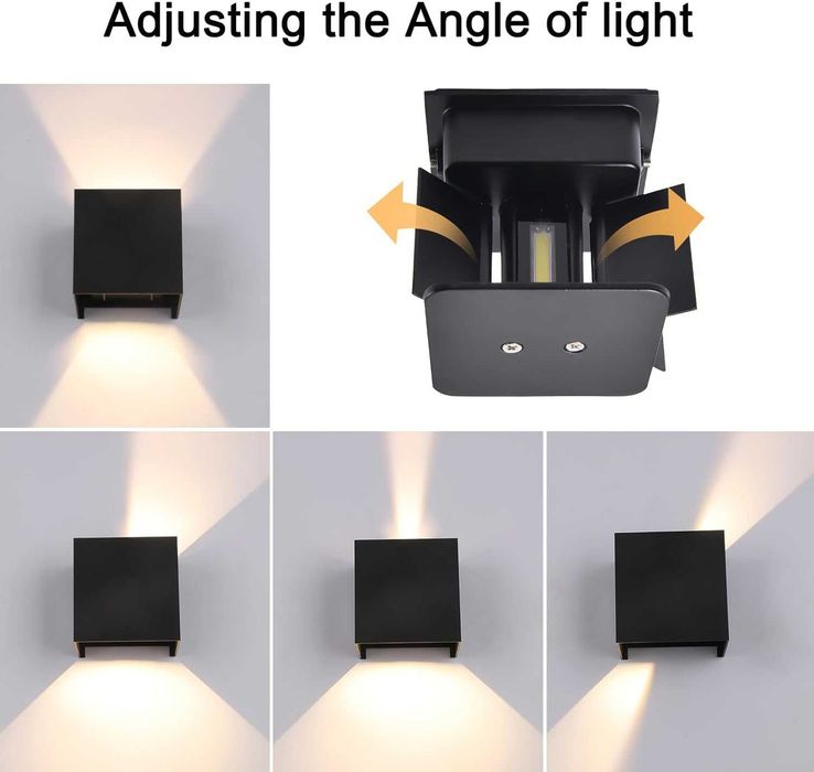 2 броя черни външни LED аплици 12W IP65 4000K регулируеми