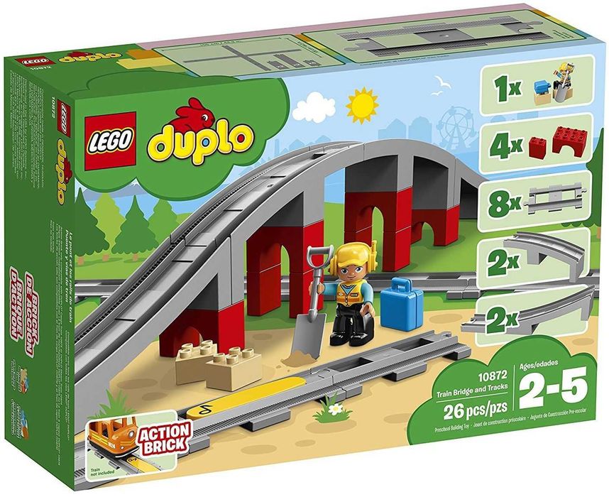 LEGO DUPLO парен влак 10874 релси 10882 мост 10872 Модулна къща 10929