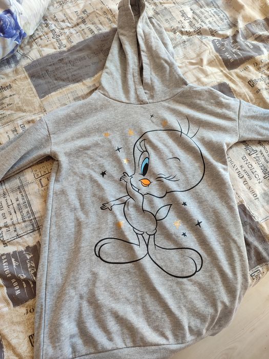 Дрехи за момиче , размер 7-8, рокля Туити, Коледен пуловер , горници