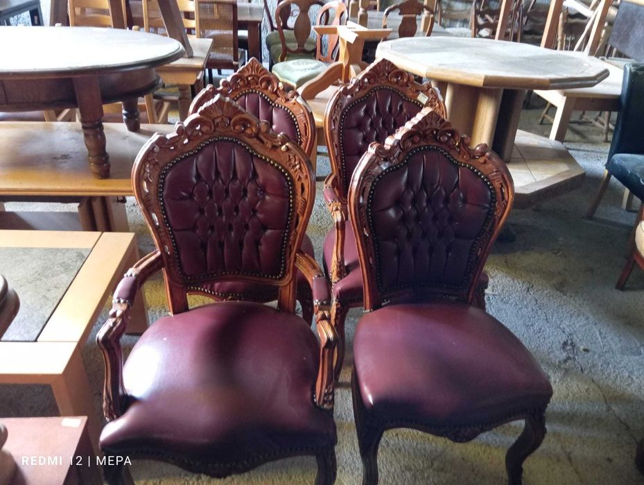 Бароков стол дърворезба и кожени внос от Европа