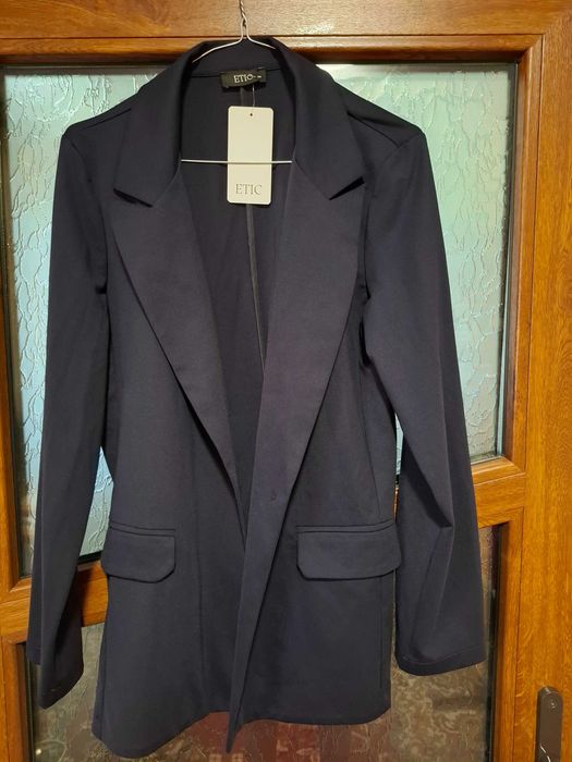 Sacou bleumarin nou cu etichetă material vâscoză mărimea M