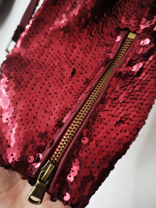 Geaca Rosie tip Biker cu paiete rosii masura L