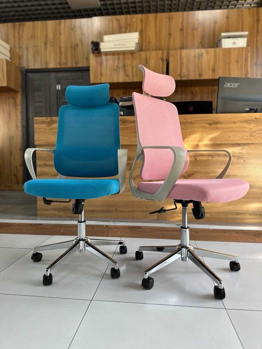 Кресло для офиса и дома - PRICHER синий и розовый