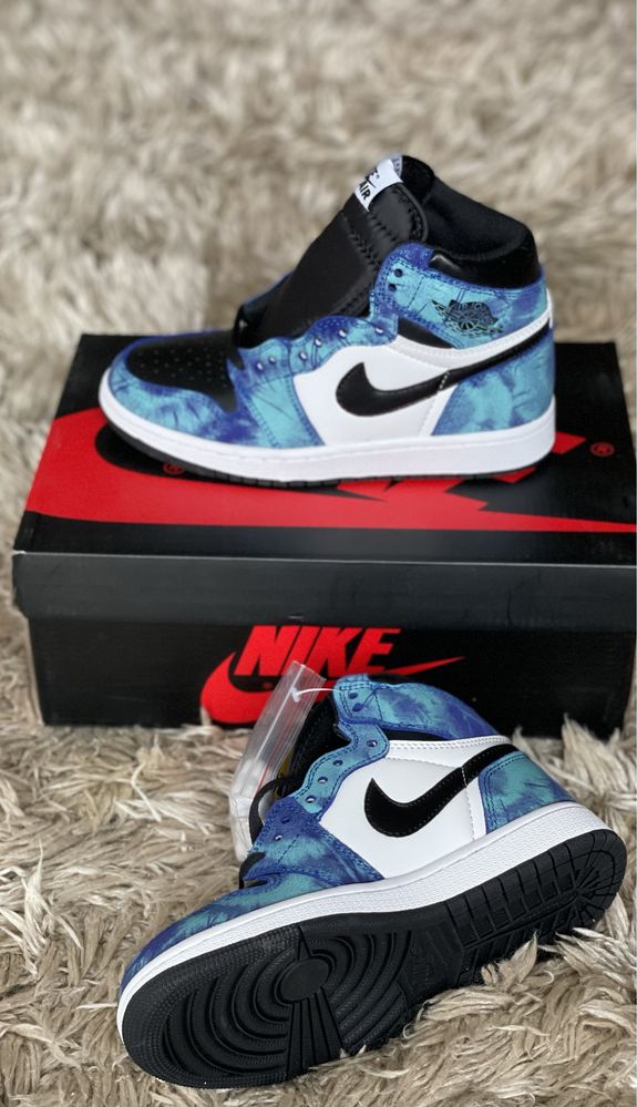 Air Jordan 1 High Tie Dye Retro UNC Royal Hyper Toe University Bule