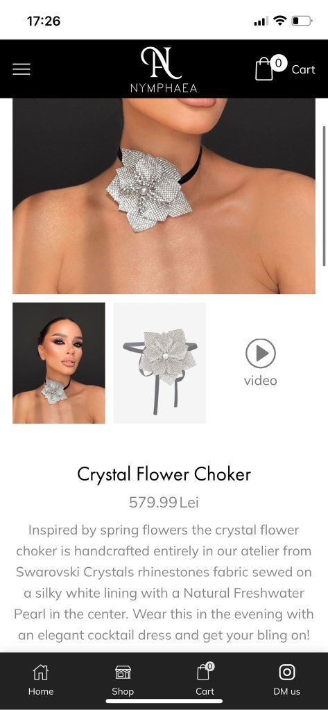 Colier-Choker Crystal Flower Nymphaea