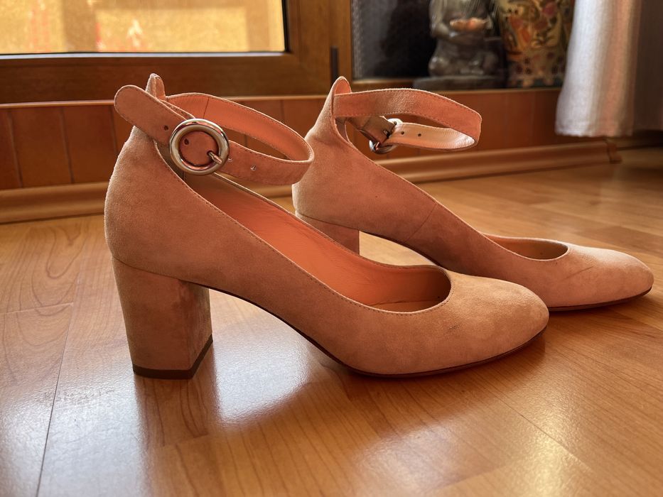 Pantofi cu toc 37 piele naturala intoarsa