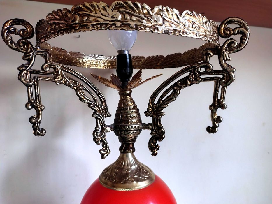 Прекрасна Голяма Стара Бронзова Лампа