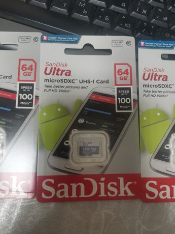 SanDisk Ultra MicroSD 64gb 100mb/s FullHd