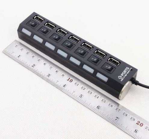 USB разклонител със 4,7 и 10 порта със копчета за изключване
