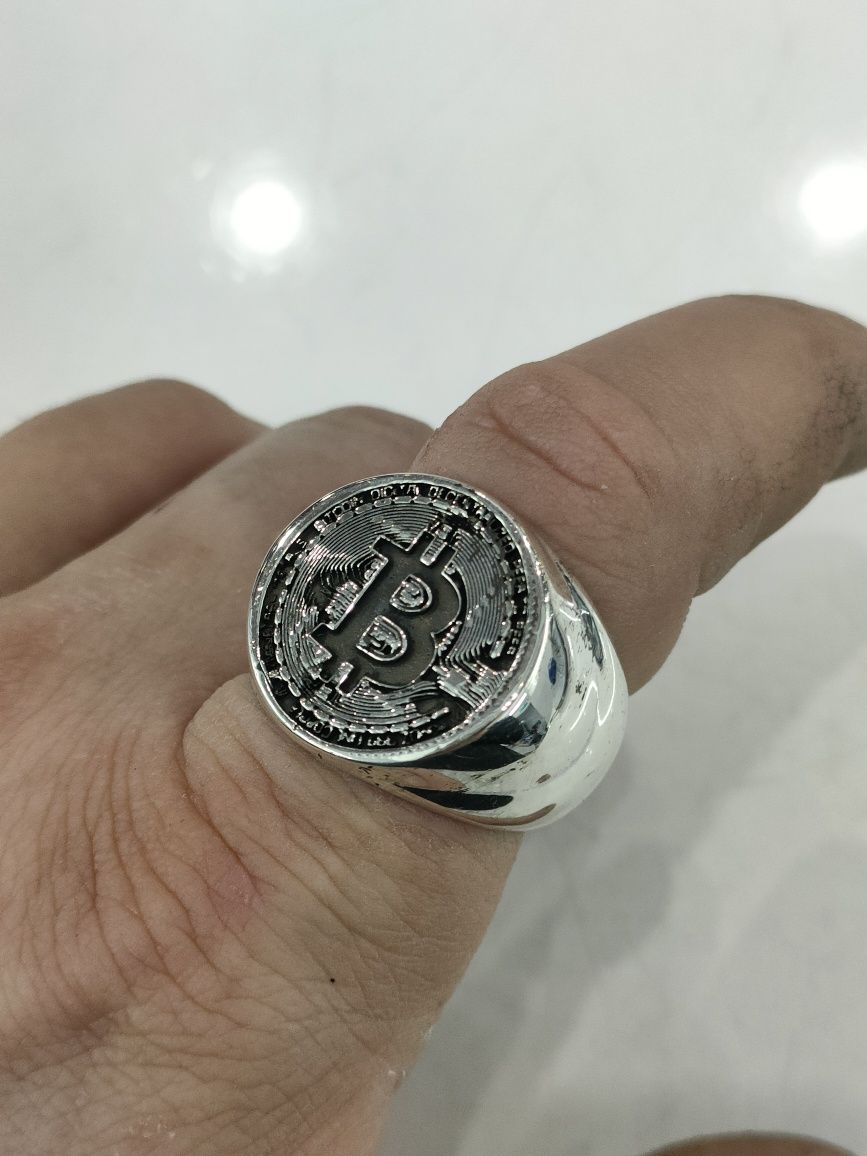 Inel Ghiul barbatesc argint 925 Bitcoin