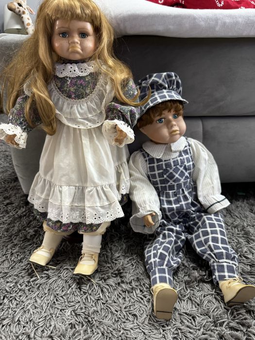 Set papusi de portelan baiat si fetita 65 cm