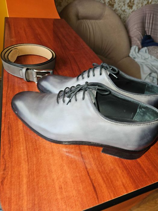 nou-set pantofi eleganti gri,marime 41 si curea gri