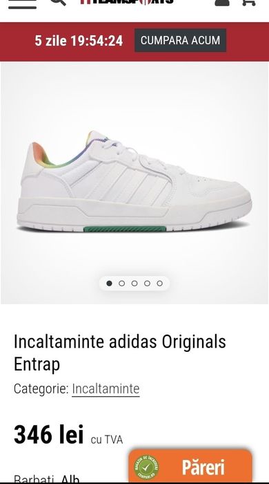 Pantofi sport Adidas albi, marimea 44