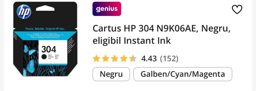 CARTUȘE CERNEALĂ HP 304 Noi sigilate