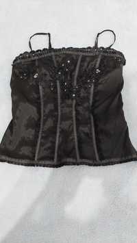 Corset negru satin,  mărime S