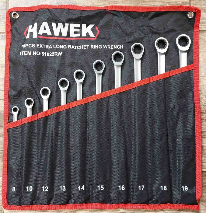 Комплект 10 броя УДЪЛЖЕНИ тресчотни звездогаечни ключове 8-19 мм